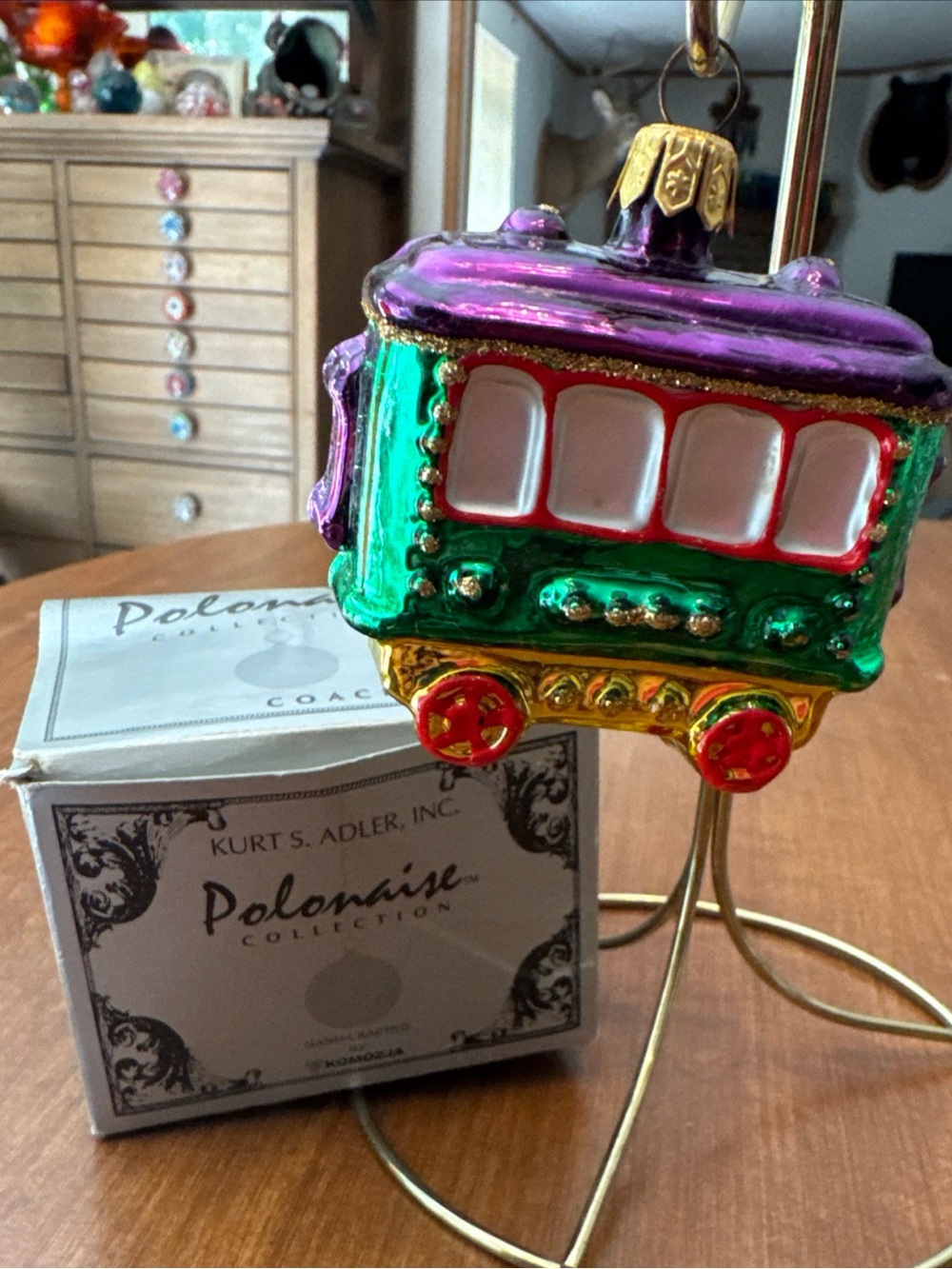 Kurt Adler Polonaise Collection Ornament Coach Car Train Car Ornament With Box